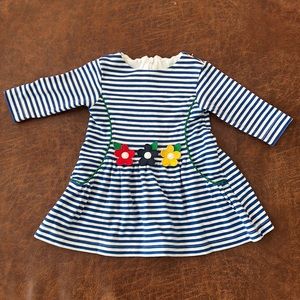 A blue & white stripped dress, 12 months, gently used, florence Eiseman